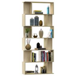 Berkfield Home Book Cabinet/Room Divider Sonoma Oak 80x24x192 cm Engineered Wood in Light Tan - Size: 80 x 24 x 192 cm - thumbnail 3