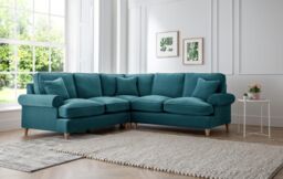 The Great Sofa Company Ezra Large Textured Velvet Corner Sofa - Scroll Arm in Emerald