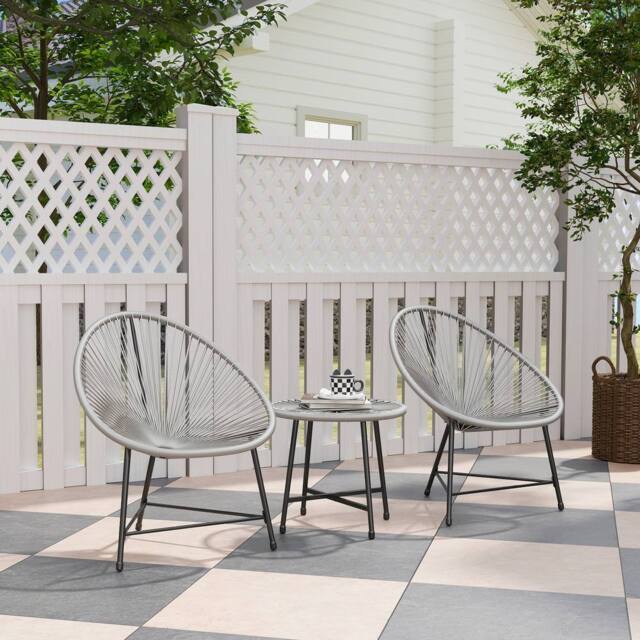 OUTSUNNY Rattan Bistro Set with Acapulco Chairs & Glass Table, Grey - image 1