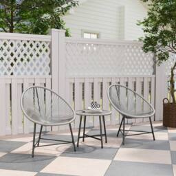 OUTSUNNY Rattan Bistro Set with Acapulco Chairs & Glass Table, Grey - thumbnail 1