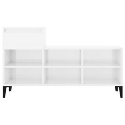 Berkfield Home Shoe Cabinet High Gloss White 102x36x60 cm Engineered Wood - Size: 102 x 36 x 60 cm - thumbnail 6