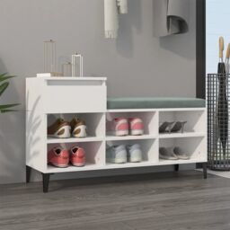 Berkfield Home Shoe Cabinet High Gloss White 102x36x60 cm Engineered Wood - Size: 102 x 36 x 60 cm