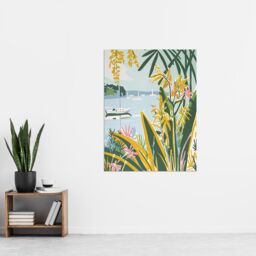 "Artery8 Summer Marina Coastal Wildflowers Pastel Colour Wall Art Print in Green - Size: W12"" x H16""" - thumbnail 4
