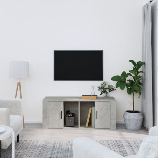Berkfield Home TV Cabinet Concrete Grey 100x35x40 cm Engineered Wood - Size: 100 x 35 x 40 cm - image 1
