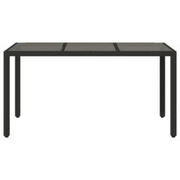 Berkfield Home Garden Table with Glass Top Black 150x90x75 cm Poly Rattan - Size: 150 x 90 x 75 cm - thumbnail 4