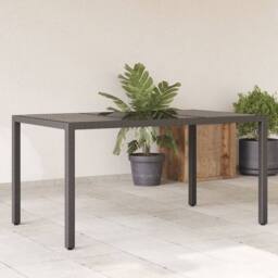 Berkfield Home Garden Table with Glass Top Black 150x90x75 cm Poly Rattan - Size: 150 x 90 x 75 cm - thumbnail 2