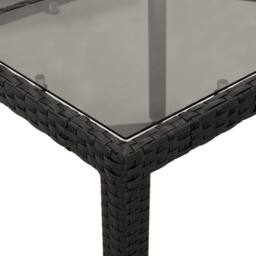 Berkfield Home Garden Table with Glass Top Black 150x90x75 cm Poly Rattan - Size: 150 x 90 x 75 cm - thumbnail 8