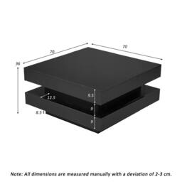 BTM Square LED Coffee Table with 360° Rotating Top, 16 Colors in Black - thumbnail 4