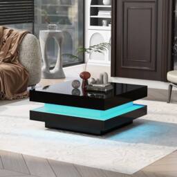 BTM Square LED Coffee Table with 360° Rotating Top, 16 Colors in Black - thumbnail 5