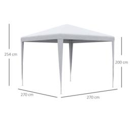 OUTSUNNY Garden Gazebo Marquee Party Tent Wedding Canopy Patio 2.7 x 2.7m in White - thumbnail 3