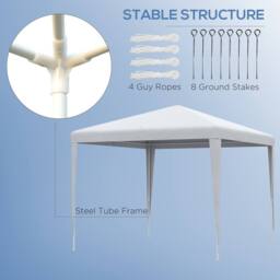OUTSUNNY Garden Gazebo Marquee Party Tent Wedding Canopy Patio 2.7 x 2.7m in White - thumbnail 6