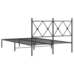 Berkfield Home Metal Bed Frame without Mattress with Headboard Black 120x190cm - Size: 120x190 cm - thumbnail 6