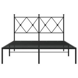 Berkfield Home Metal Bed Frame without Mattress with Headboard Black 120x190cm - Size: 120x190 cm - thumbnail 4