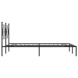 Berkfield Home Metal Bed Frame without Mattress with Headboard Black 120x190cm - Size: 120x190 cm - thumbnail 5