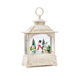 Samuel Alexander 28cm Battery Operated LED Christmas Snowman Wonderland Lantern Decoration in White - thumbnail 2