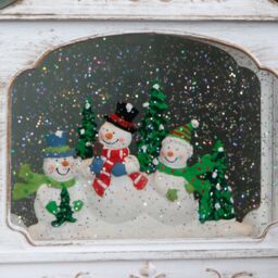 Samuel Alexander 28cm Battery Operated LED Christmas Snowman Wonderland Lantern Decoration in White - thumbnail 6