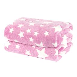 Wicked Gizmos Starry Night Glow in the Dark Blanket - Pink in Dusty Pink