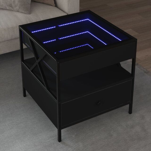 Berkfield Home Coffee Table with Infinity LED Black 50x50x51 cm - Size: 50 x 50 x 51 cm - image 1