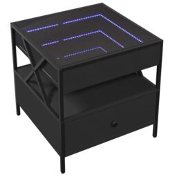 Berkfield Home Coffee Table with Infinity LED Black 50x50x51 cm - Size: 50 x 50 x 51 cm - thumbnail 3