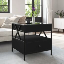 Berkfield Home Coffee Table with Infinity LED Black 50x50x51 cm - Size: 50 x 50 x 51 cm - thumbnail 4