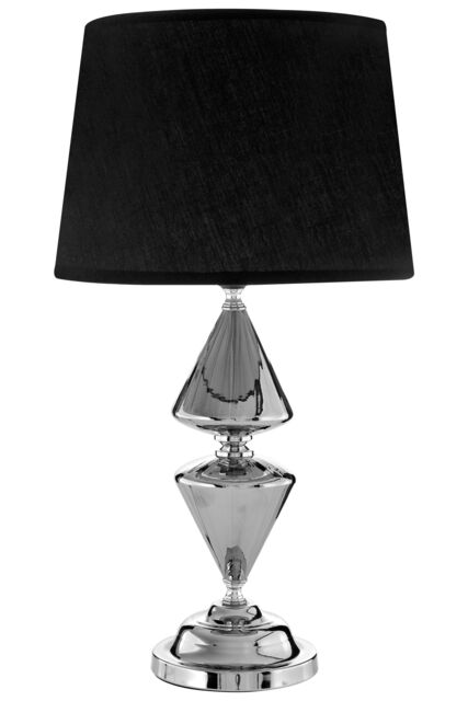 Orsina Geometric Black Shade Table Lamp, Decorative Lamp With Chrome Base, Stylish Bedside Light For Modern Homes - image 1