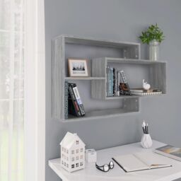 Berkfield Home Wall Shelf Grey Sonoma 104x20x58.5 cm Engineered Wood - thumbnail 1