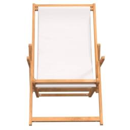 Berkfield Home Beautiful Folding Beach Chair Solid Wood Teak Cream