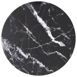 Berkfield Home Table Top Black Ã˜60x0.8 cm Tempered Glass with Marble Design - Size: 60x0.8 cm