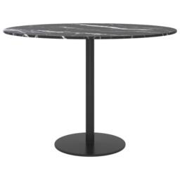 Berkfield Home Table Top Black Ã˜60x0.8 cm Tempered Glass with Marble Design - Size: 60x0.8 cm - thumbnail 3