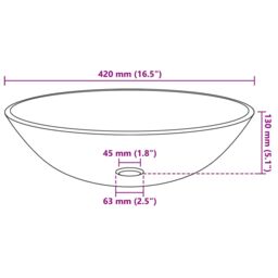 Berkfield Home Basin Tempered Glass 42 cm Transparent in Silver - thumbnail 4