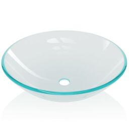 Berkfield Home Basin Tempered Glass 42 cm Transparent in Silver - thumbnail 3
