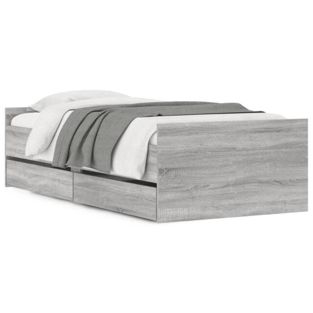 Berkfield Home Bed Frame with Drawers without Mattress Grey Sonoma 90x200 cm - image 1