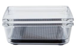 Orsina Sturdy Medium Set Of Two Kitchen Organisers With Rubber Insert, Integrated Handle Storage Boxes For Fridge in Clear - thumbnail 4
