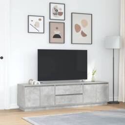 Berkfield Home TV Cabinet with LED Lights Concrete Grey 193.5x41x50 cm - thumbnail 4