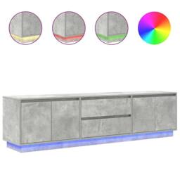 Berkfield Home TV Cabinet with LED Lights Concrete Grey 193.5x41x50 cm - thumbnail 1