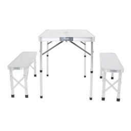 Charles Bentley ODYSSEY 4 Seater Compact Folding Aluminium Bench Dining Set Camp in Silver - thumbnail 2