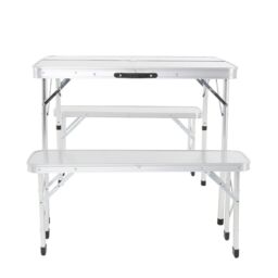 Charles Bentley ODYSSEY 4 Seater Compact Folding Aluminium Bench Dining Set Camp in Silver - thumbnail 3