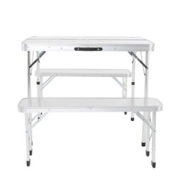 Charles Bentley ODYSSEY 4 Seater Compact Folding Aluminium Bench Dining Set Camp in Silver - thumbnail 4