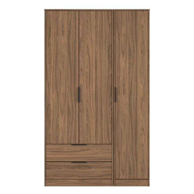 Ready Assembled 2 U Fuji Triple Wardrobe with 2 Drawers (Ready Assembled) in Walnut - image 1