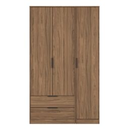 Ready Assembled 2 U Fuji Triple Wardrobe with 2 Drawers (Ready Assembled) in Walnut - thumbnail 1