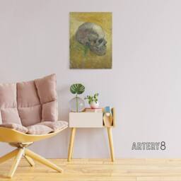 "Artery8 Human Skull Study in Yellow Van Gogh Vintage Canvas Wall Art - Size: W18"" x H24""" - thumbnail 3