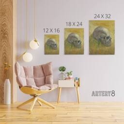 "Artery8 Human Skull Study in Yellow Van Gogh Vintage Canvas Wall Art - Size: W18"" x H24""" - thumbnail 4