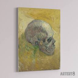 "Artery8 Human Skull Study in Yellow Van Gogh Vintage Canvas Wall Art - Size: W18"" x H24""" - thumbnail 2