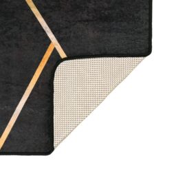 Berkfield Home Rug Washable Black & Gold 190x300 cm Anti Slip - Size: 100 cm diameter - thumbnail 4