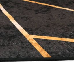 Berkfield Home Rug Washable Black & Gold 190x300 cm Anti Slip - Size: 100 cm diameter - thumbnail 6