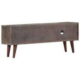 Berkfield Home TV Cabinet Grey 130x30x46 cm Solid Rough Mango Wood - Size: 130 x 30 x 46 cm - thumbnail 3