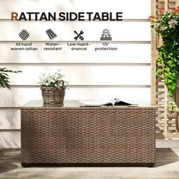STILVORA Rattan Side Table with Glass Top in Brown - thumbnail 6