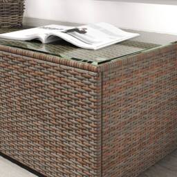 STILVORA Rattan Side Table with Glass Top in Brown - thumbnail 8