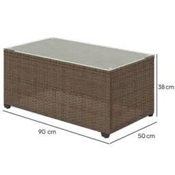 STILVORA Rattan Side Table with Glass Top in Brown - thumbnail 4