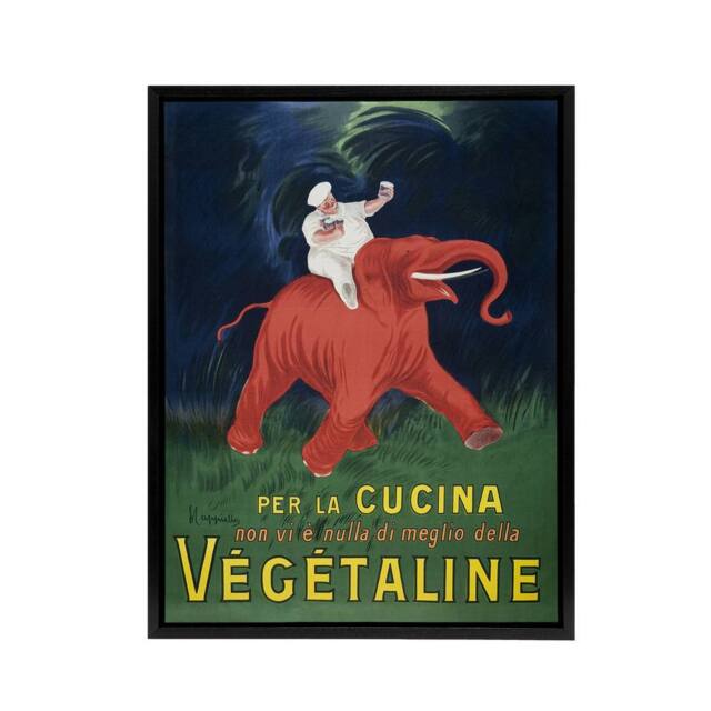 "Artery8 Vegetaline Vintage Italian Advert Framed Canvas Wall Art Print Cappiello - Size: W12"" x H16""" - image 1
